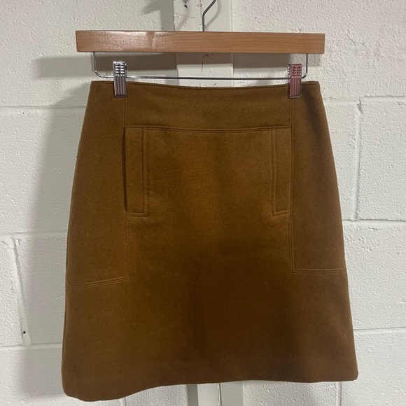 Ann Taylor Loft Camel Wool Blend A-line Mini Skirt Sz 0 - Picture 2 of 5
